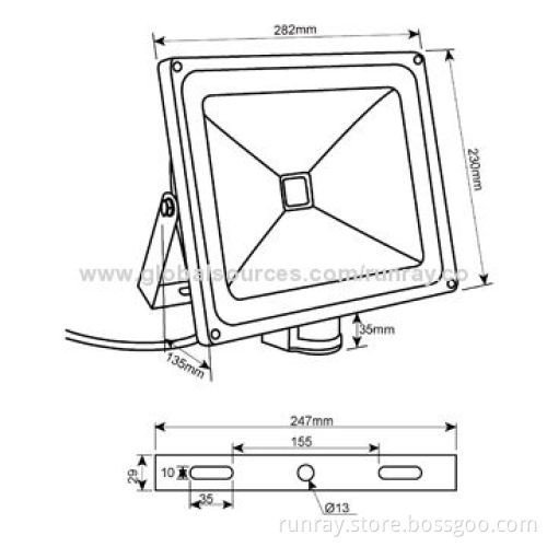 50W Motion Sensor LED Floodlight, 85-265V AC, Bridgelux 45 x 45-mil Chip, 110lm/W, Aluminum Housing